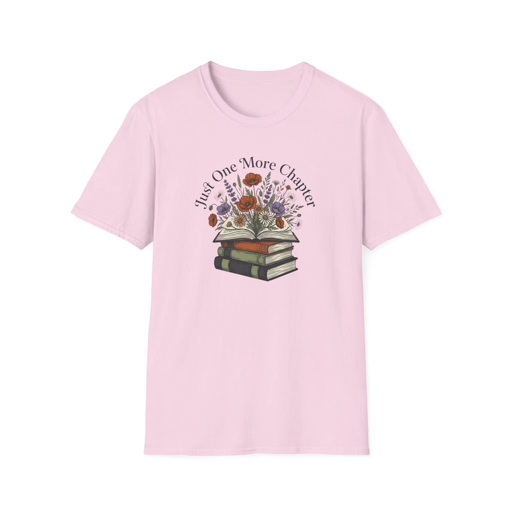 Just One More Chapter botanical t-shirt for women