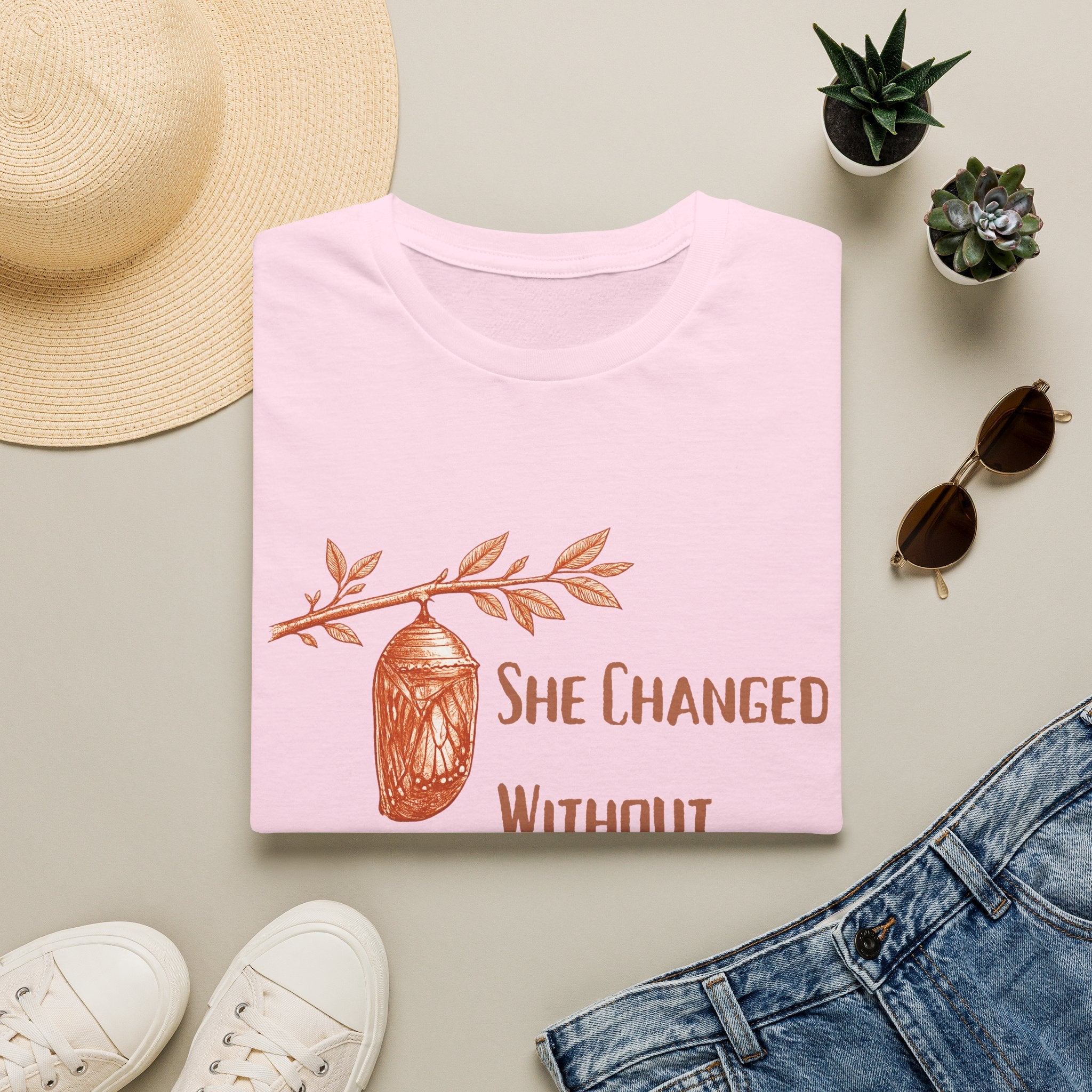 She Changed Without Permission — Chrysalis Botanical T-Shirt for Women