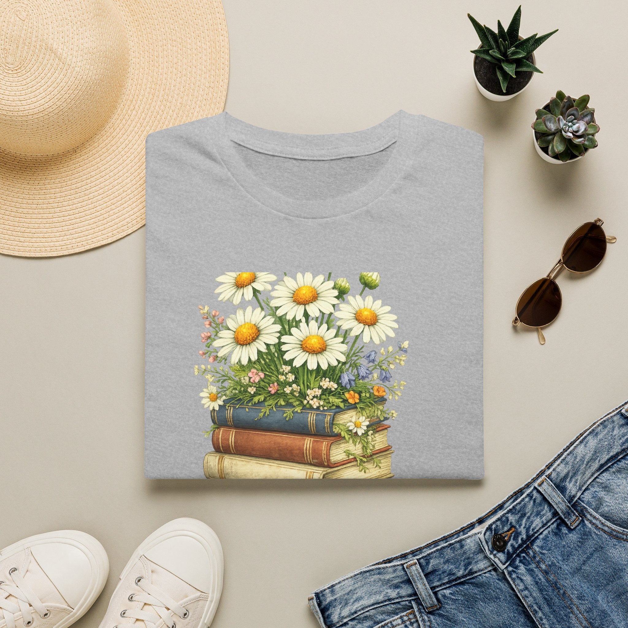 One More Chapter — Books and Wildflowers Botanical T-Shirt for Women