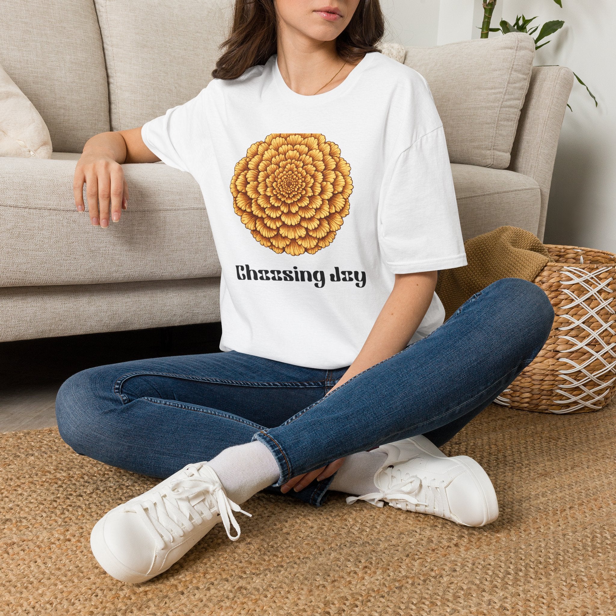 Choosing Joy — Marigold Botanical T-Shirt for Women