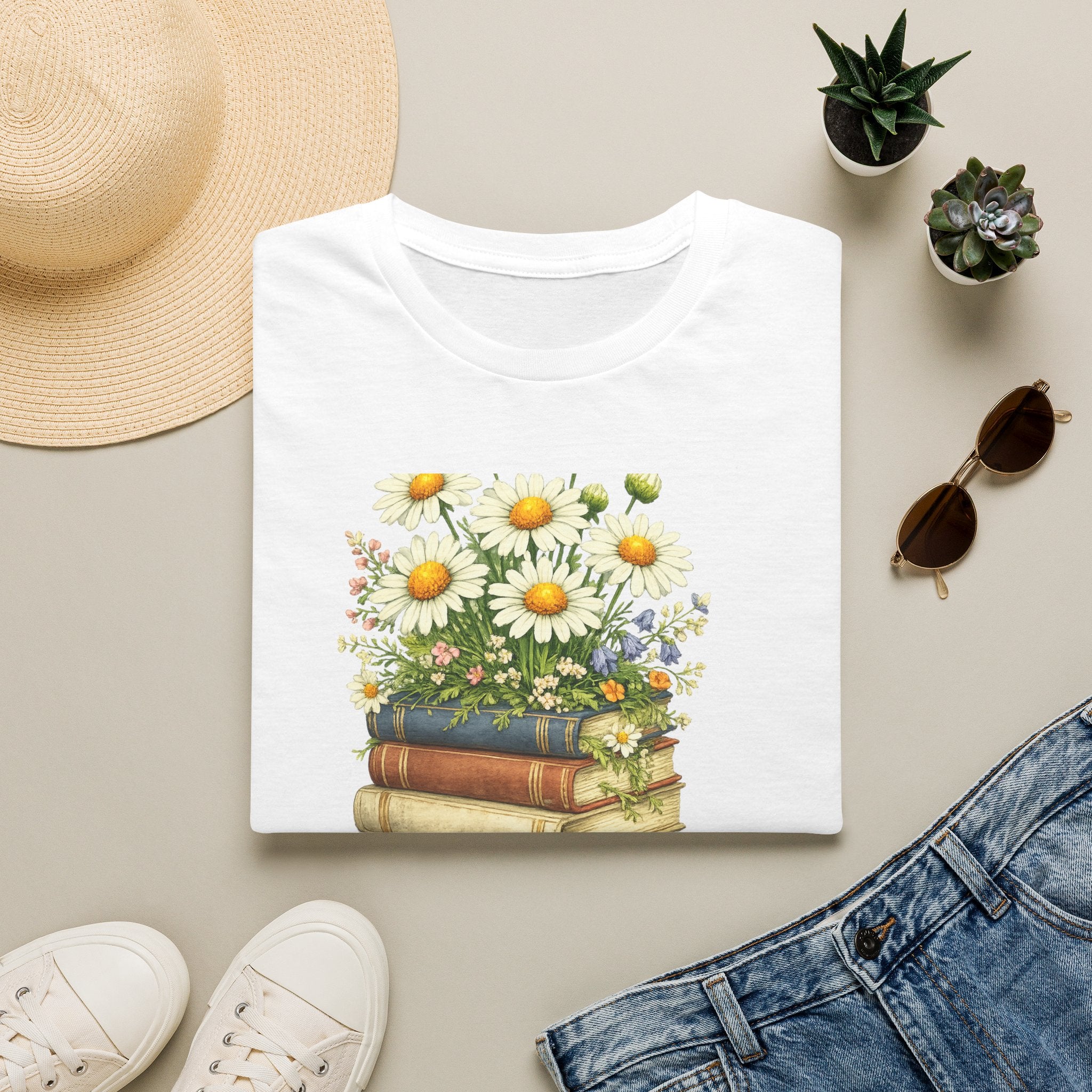 One More Chapter — Books and Wildflowers Botanical T-Shirt for Women
