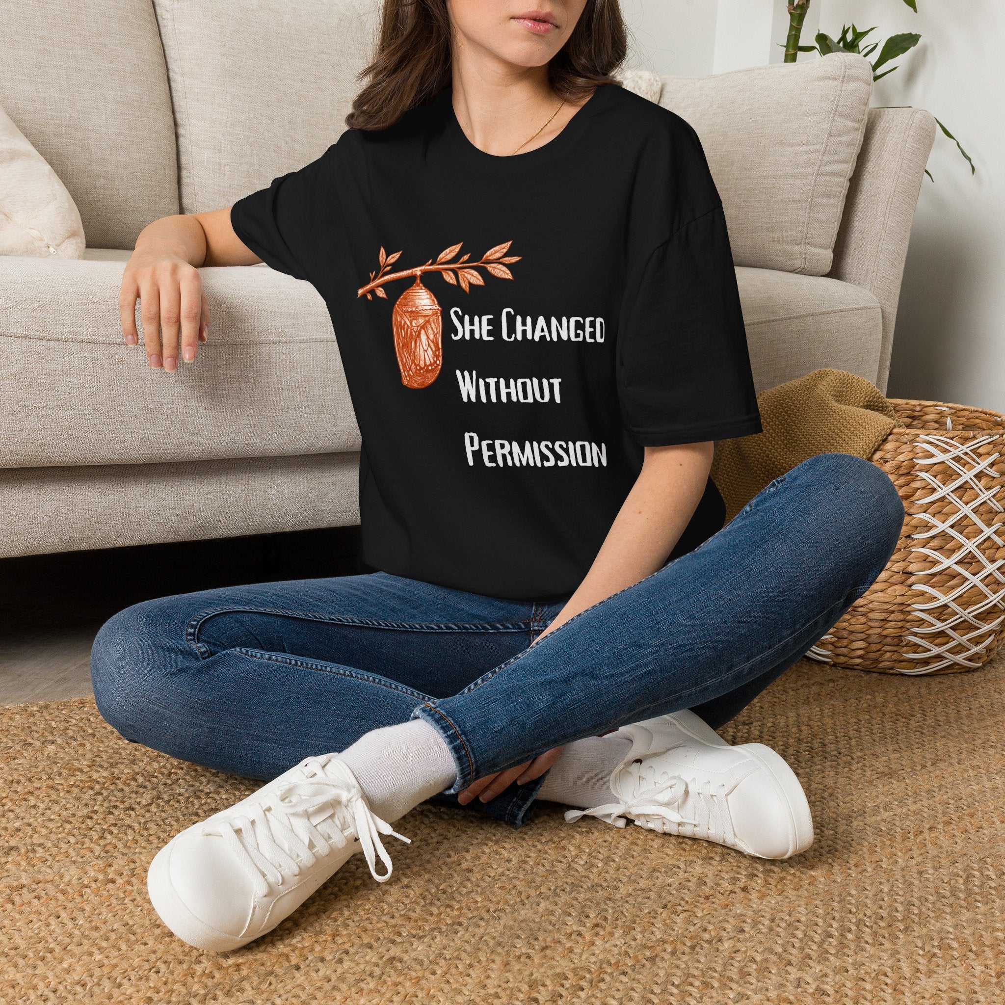 She Changed Without Permission — Chrysalis Botanical T-Shirt for Women