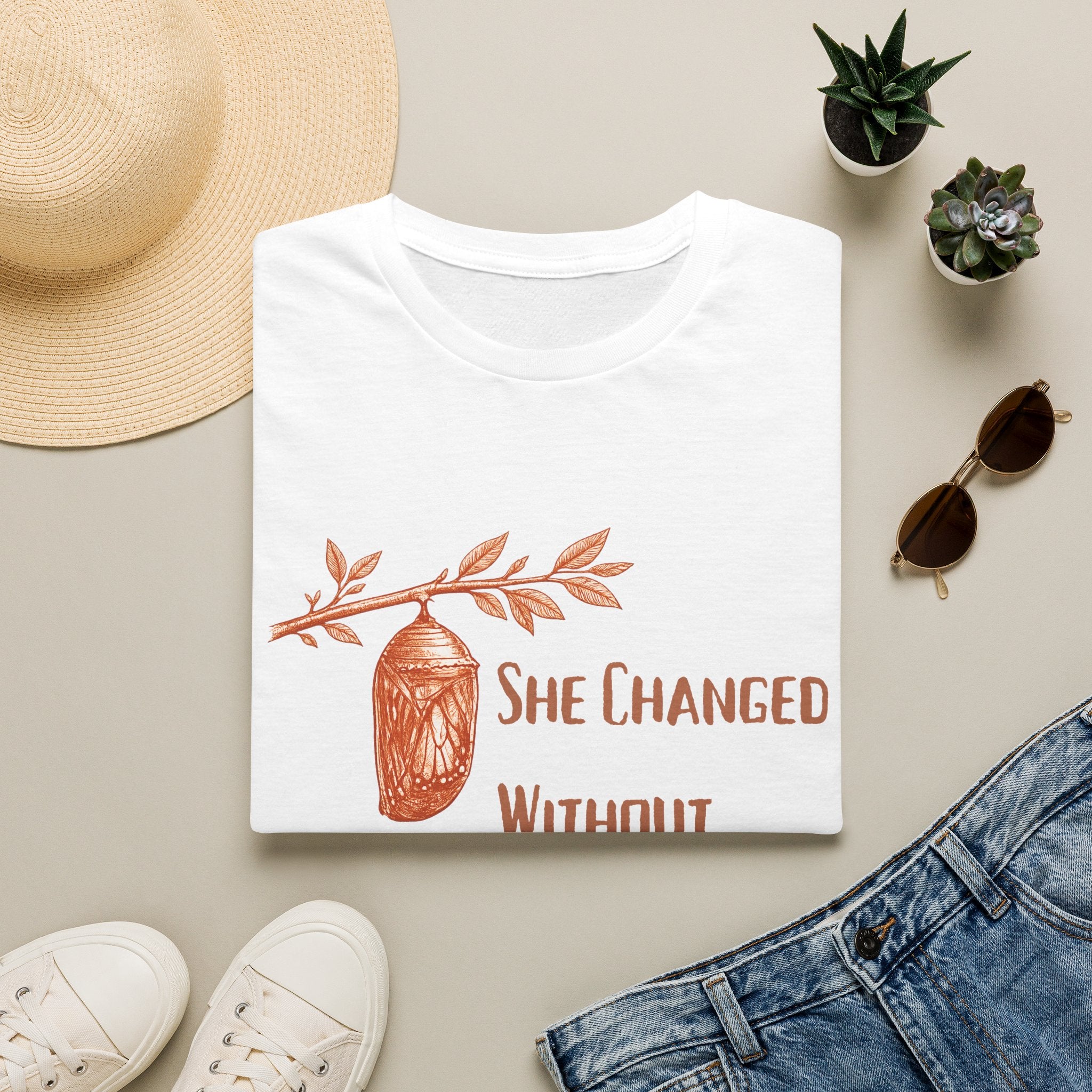 She Changed Without Permission — Chrysalis Botanical T-Shirt for Women