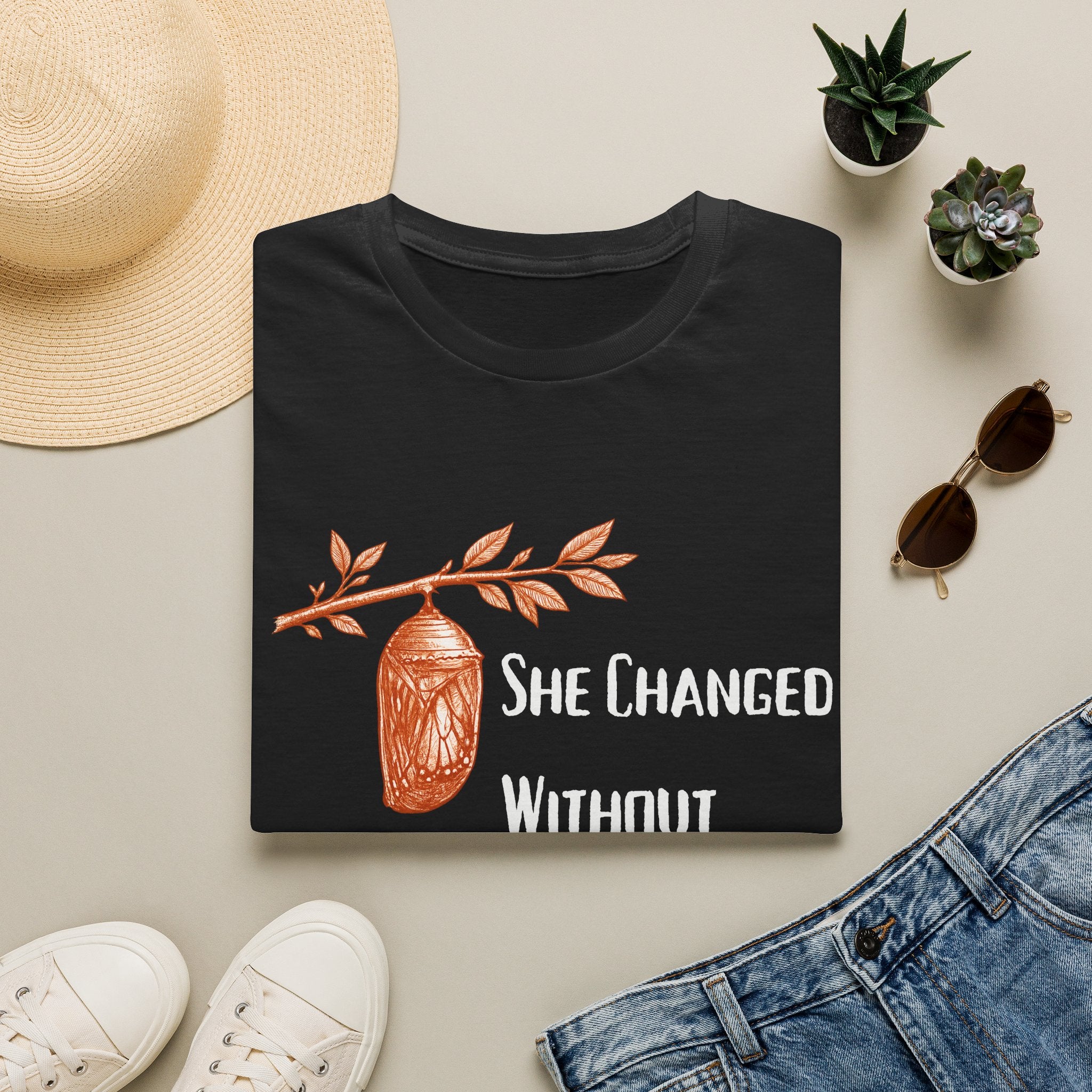 She Changed Without Permission — Chrysalis Botanical T-Shirt for Women