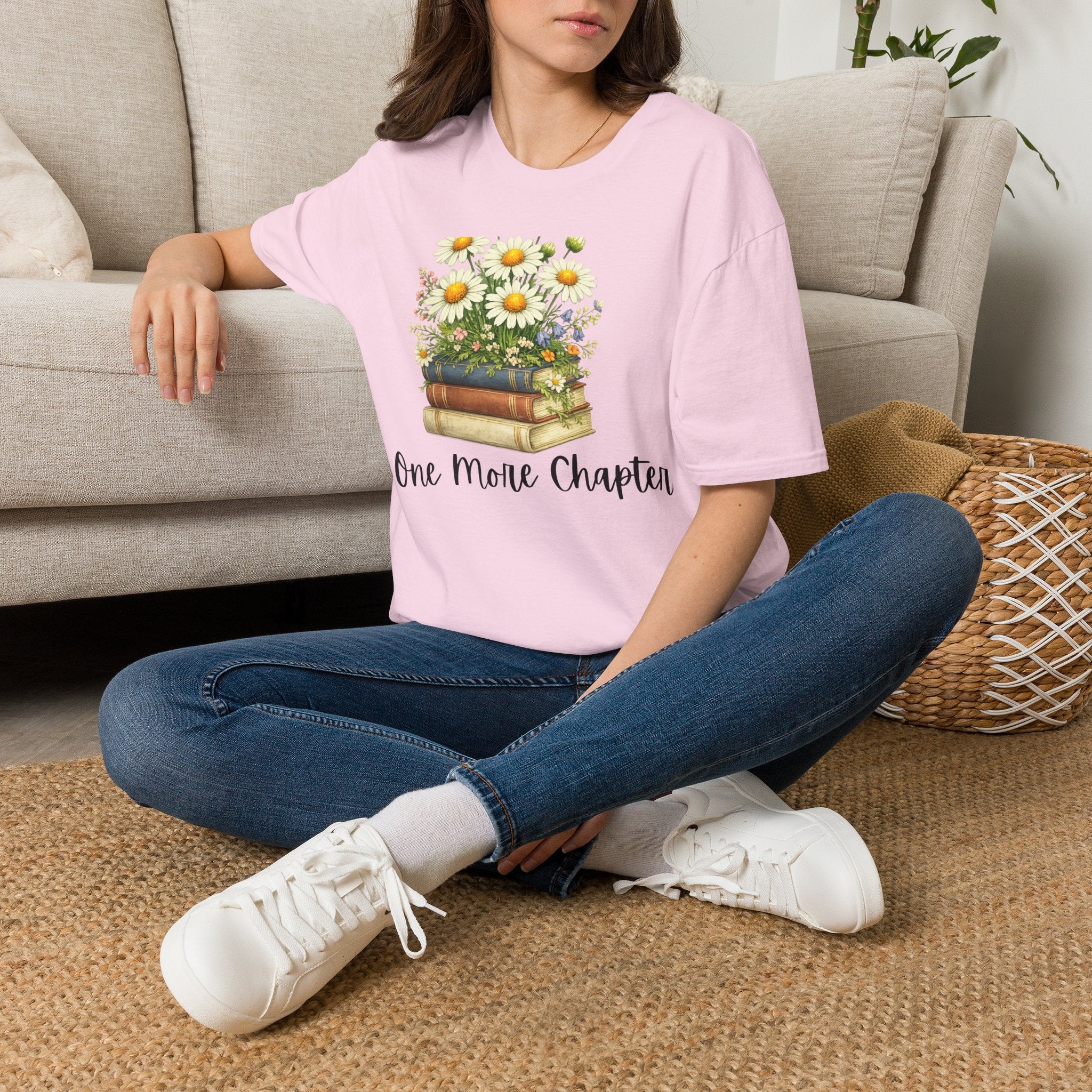 One More Chapter — Books and Wildflowers Botanical T-Shirt for Women