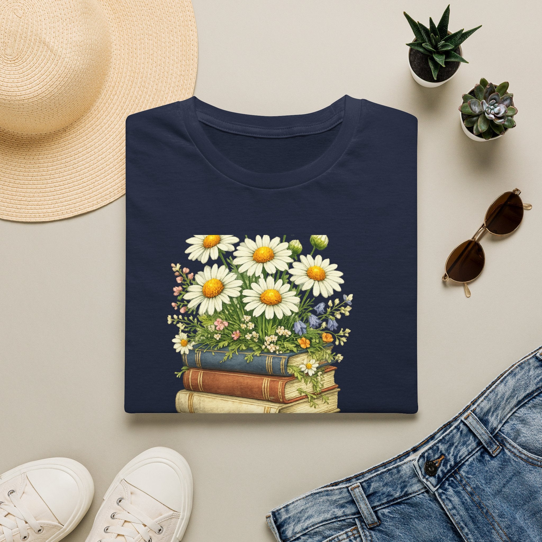 One More Chapter — Books and Wildflowers Botanical T-Shirt for Women