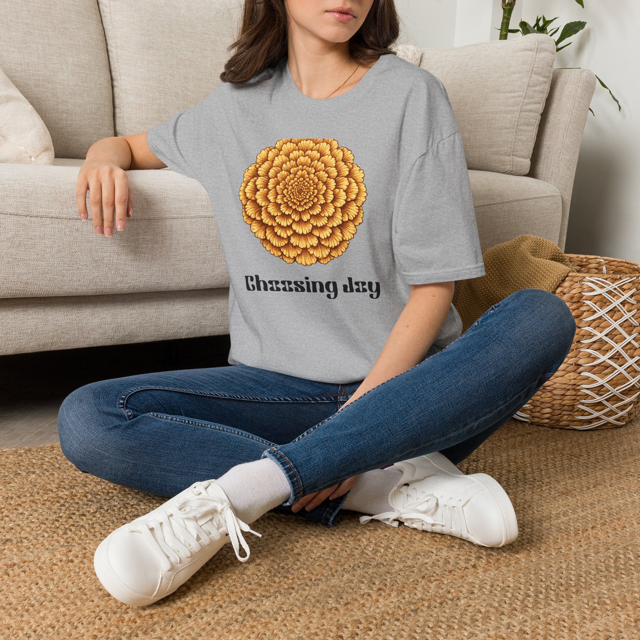 Choosing Joy — Marigold Botanical T-Shirt for Women