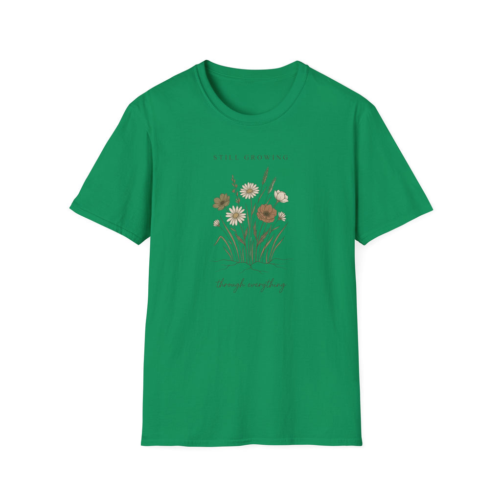 Still Growing Through Everything women's botanical t-shirt