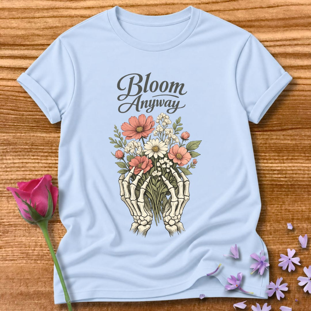 Bloom Anyway — Skeleton Hands Botanical in Light Blue
