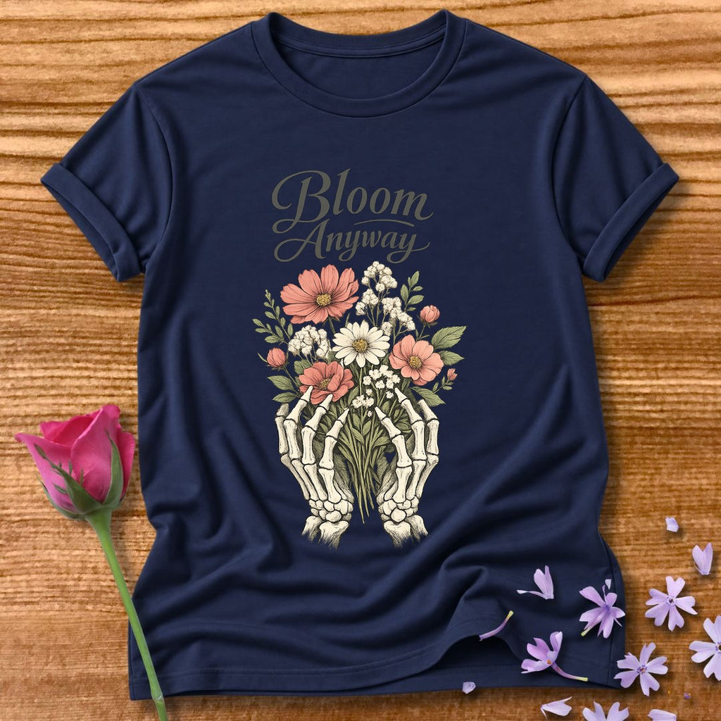 Bloom Anyway — Skeleton Hands Botanical in Navy