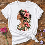 Bloom Through the Dark — Painterly Self-Acceptance T-Shirt for Women in White