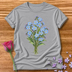 Blue Wildflower Bouquet — Watercolor Botanical T-Shirt for Women in Sport Grey