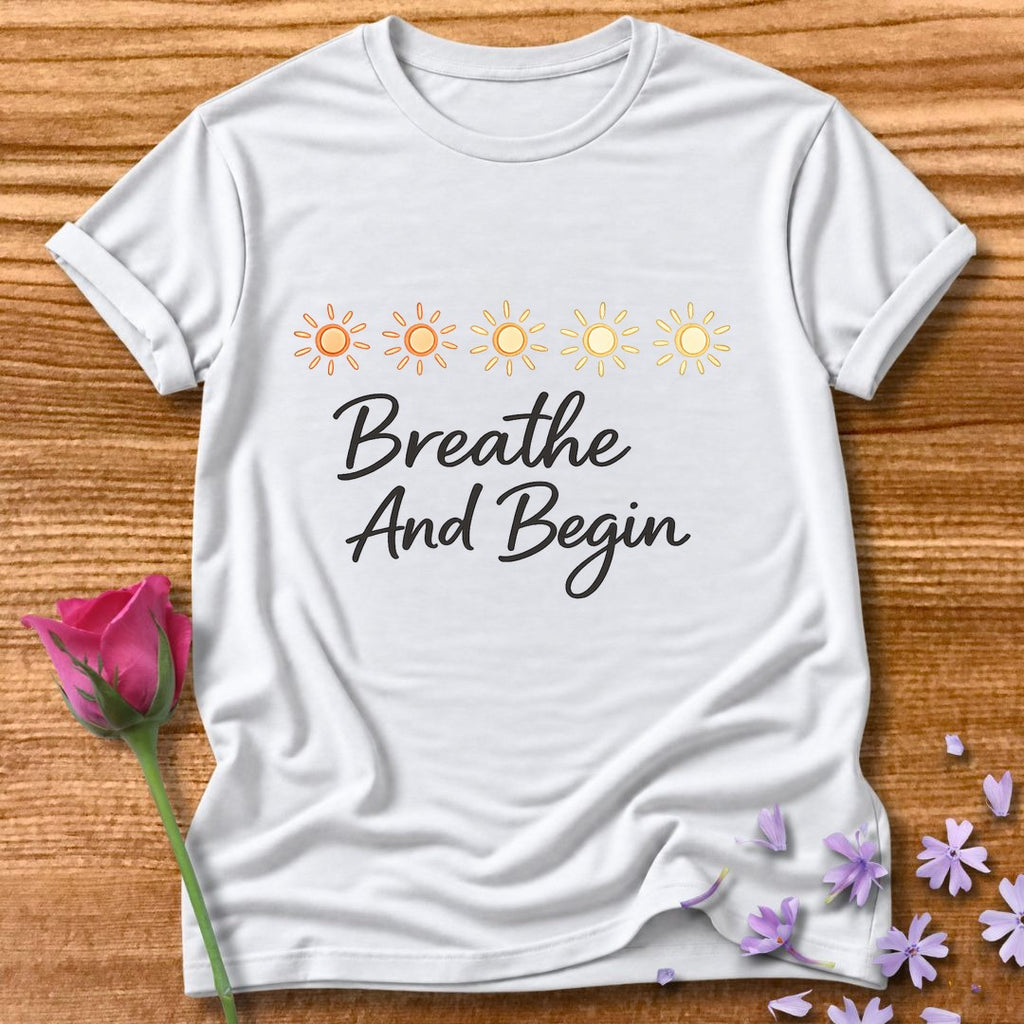 Breathe and Begin — Watercolor Sun Row in White