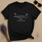 Built In Private — Bird’s Nest Botanical Minimalist T-Shirt for Women — Black