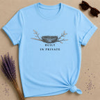 Built In Private — Bird’s Nest Botanical Minimalist T-Shirt for Women — Sky
