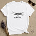 Built In Private — Bird’s Nest Botanical Minimalist T-Shirt for Women — White
