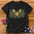 Butterflies and Sunflowers — Botanical Floral Wreath Graphic in Black