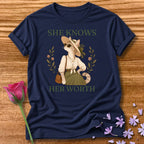 Cat — She Knows Her Worth Vintage Aesthetic Animal in Navy