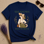 Cat She Knows Her Worth T-Shirt - Navy