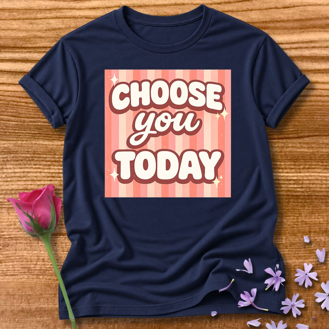 Choose You Today — Pink Stripe Bubble Typography in Navy