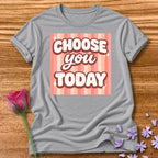 Choose You Today — Pink Stripe Bubble Typography in Sport Grey