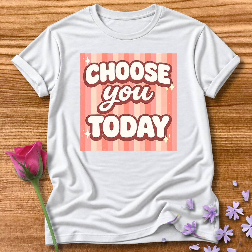 Choose You Today — Pink Stripe Bubble Typography in White