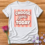 Choose You Today — Pink Stripe Bubble Typography in White
