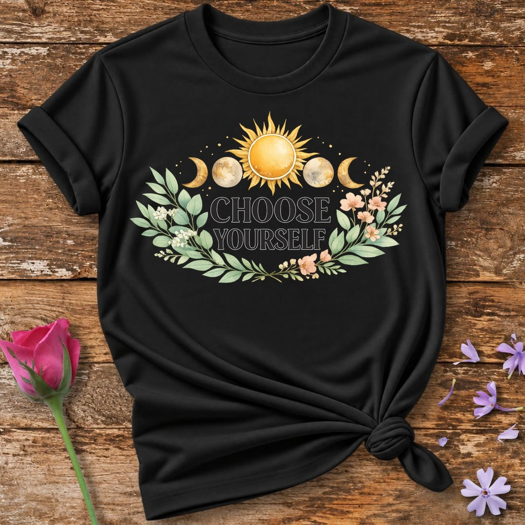 Choose Yourself — Celestial Sun Moon Botanical Empowerment in Black