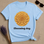 Choosing Joy — Marigold Botanical T-Shirt for Women in Light Blue