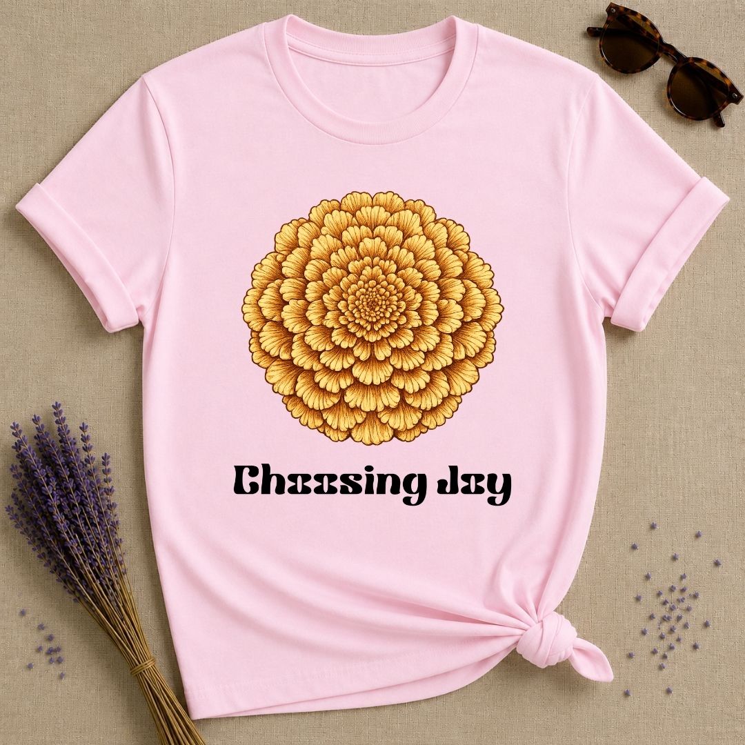 Choosing Joy — Marigold Botanical T-Shirt for Women in Light Pink