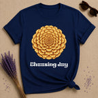 Choosing Joy — Marigold Botanical T-Shirt for Women in Navy