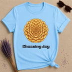 Choosing Joy — Marigold Botanical T-Shirt for Women in Sky