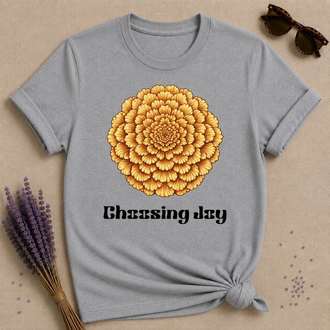 Choosing Joy — Marigold Botanical T-Shirt for Women in Sport Grey