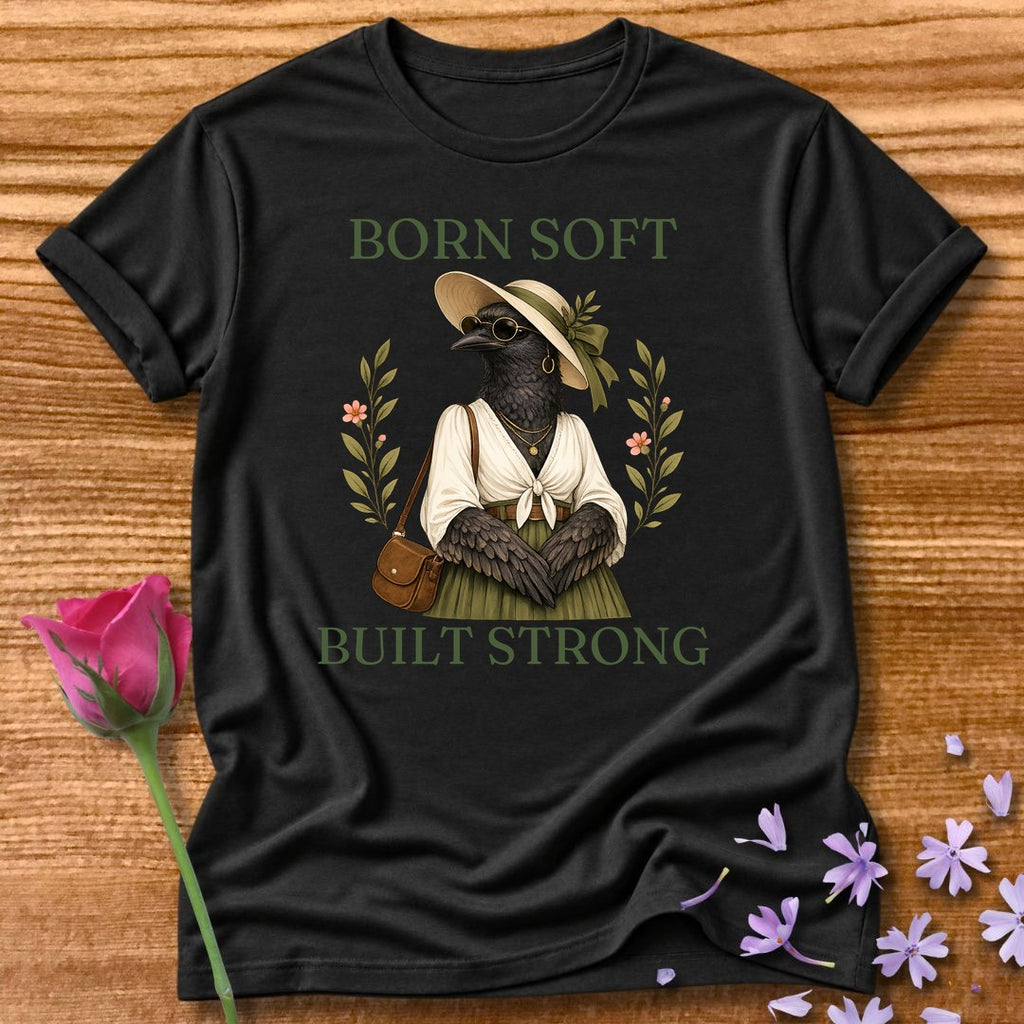 Crow — Born Soft Built Strong Vintage Aesthetic Animal in Black