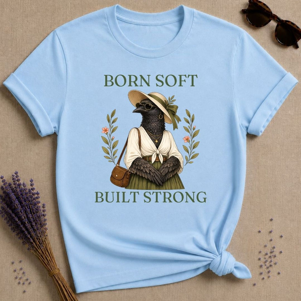 Crow Born Soft Built Strong T-Shirt - Light Blue
