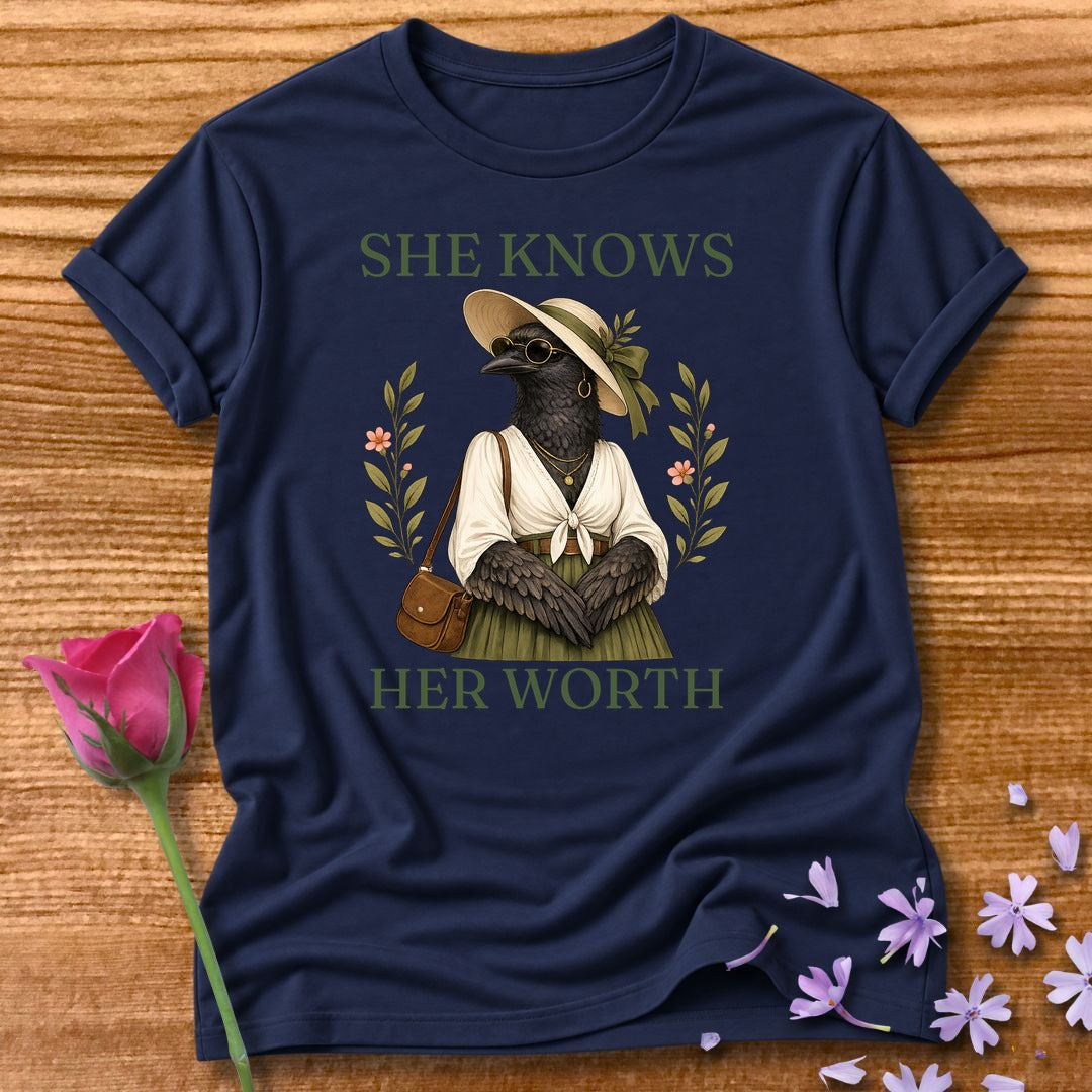 Crow — She Knows Her Worth Vintage Aesthetic Animal in Navy