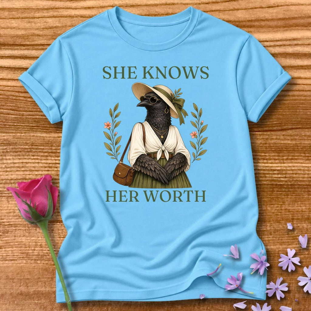 Crow — She Knows Her Worth Vintage Aesthetic Animal in Sky