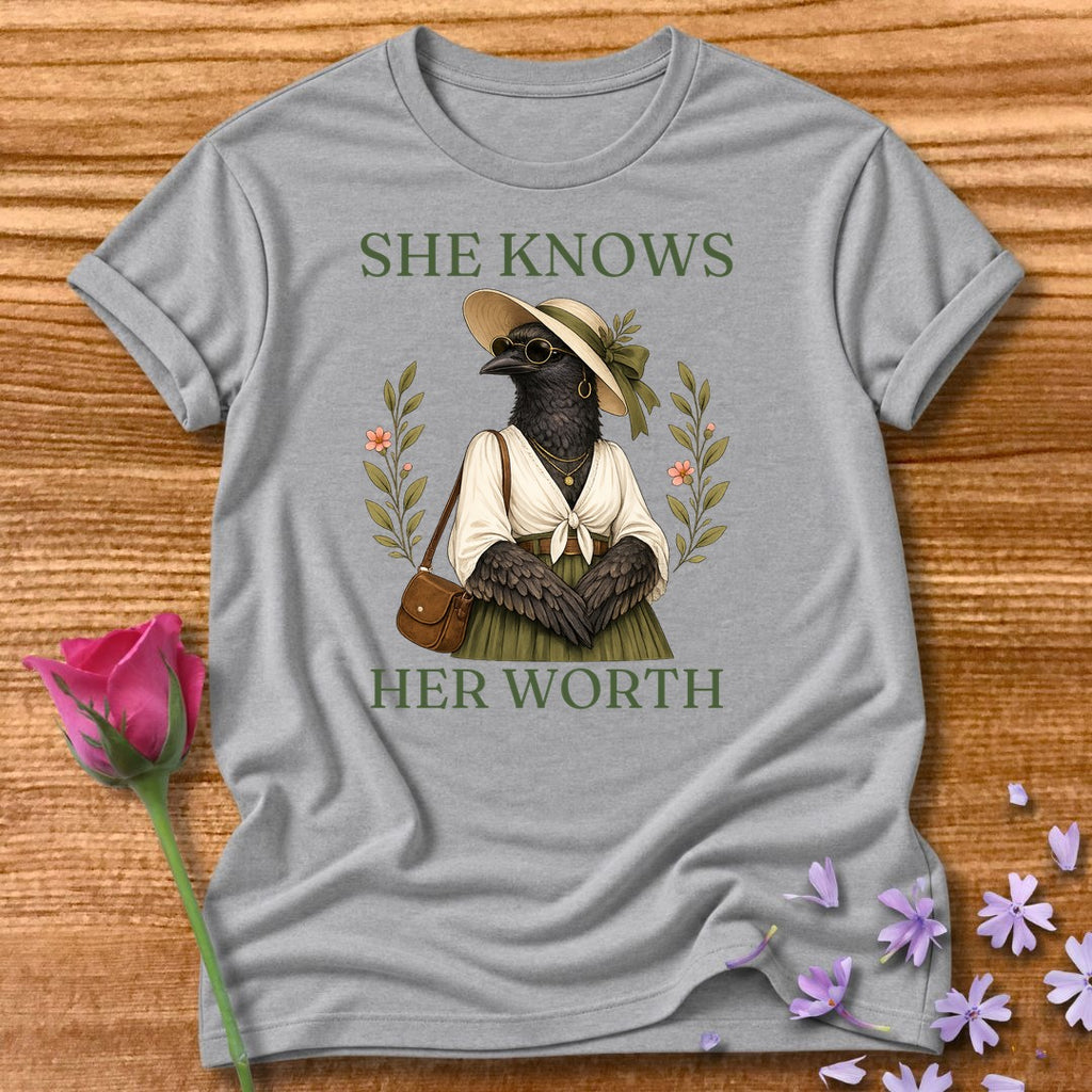 Crow — She Knows Her Worth Vintage Aesthetic Animal in Sport Grey
