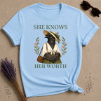 Crow She Knows Her Worth T-Shirt - Light Blue