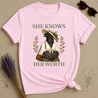 Crow She Knows Her Worth T-Shirt - Light Pink