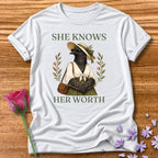 Crow — She Knows Her Worth Vintage Aesthetic Animal in White
