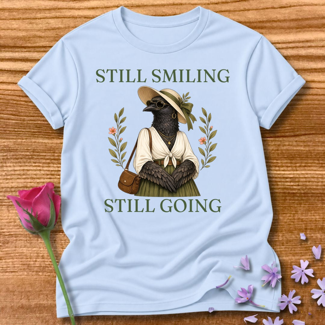 Crow — Still Smiling Still Going Vintage Aesthetic Animal in Light Blue