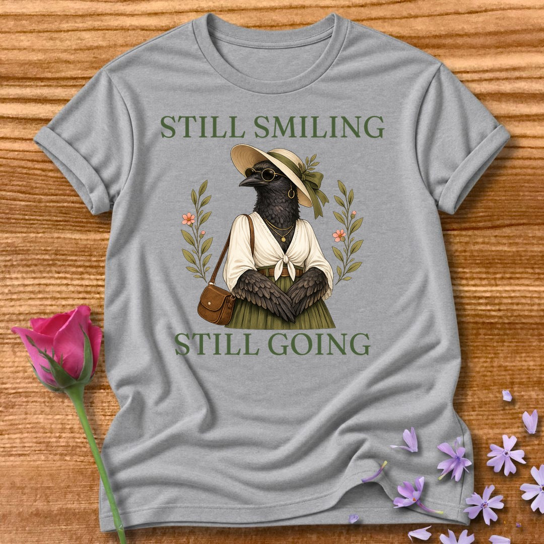 Crow — Still Smiling Still Going Vintage Aesthetic Animal in Sport Grey