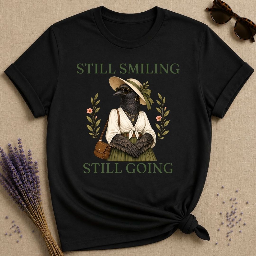 crow still smiling still going