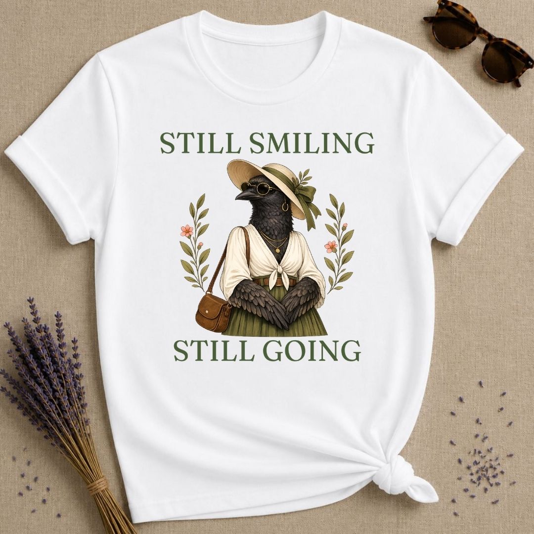 crow still smiling still going