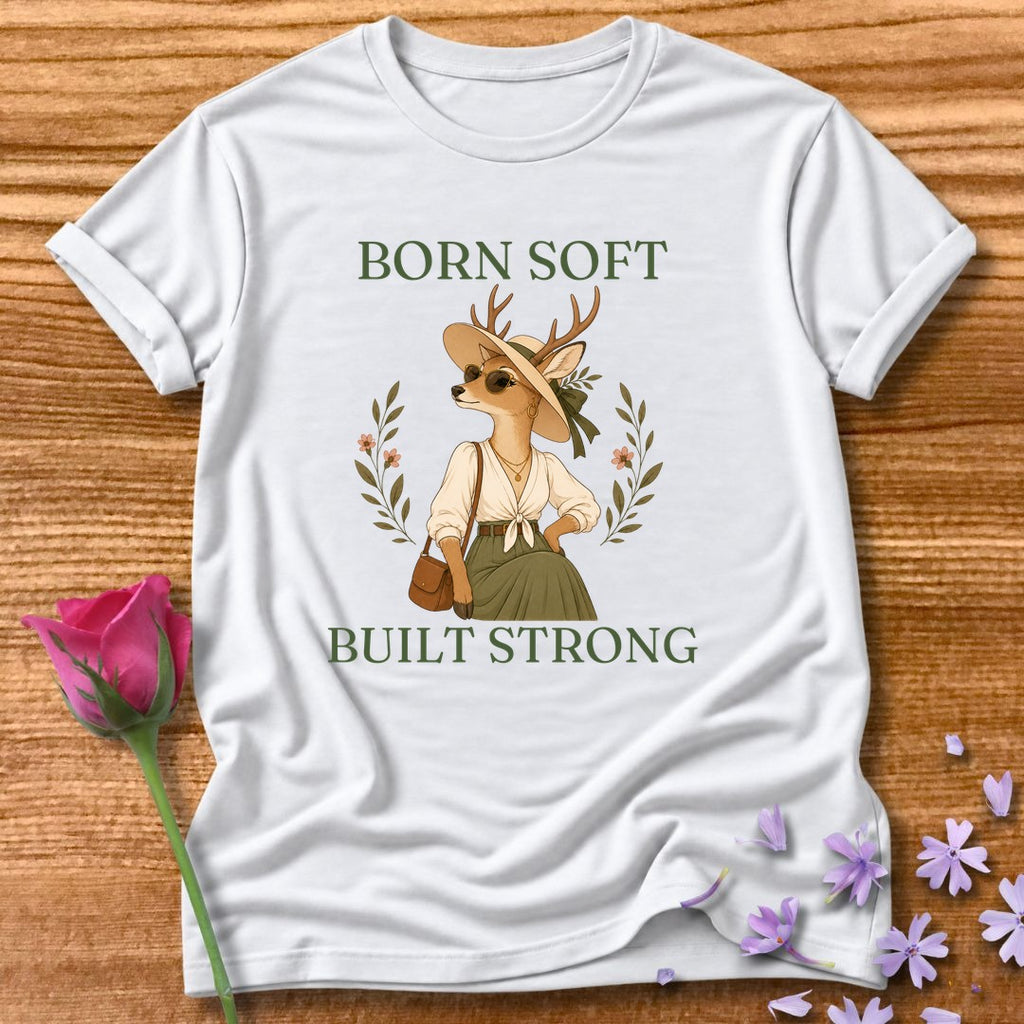 Deer — Born Soft Built Strong Vintage Aesthetic Animal in White