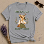 Deer She Knows Her Worth T-Shirt - Sport Grey