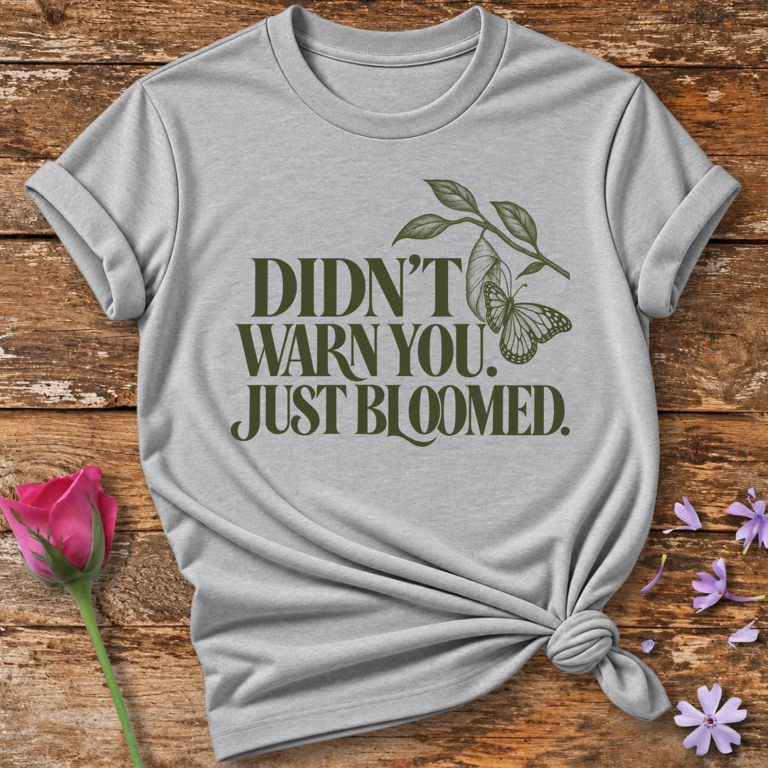 Didn't Warn You Just Bloomed — Line Art Butterfly T-Shirt for Women in Sport Grey