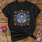 Dragonfly Mandala Folk T-Shirt in Black