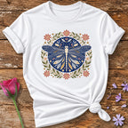 Dragonfly Mandala Folk T-Shirt in White